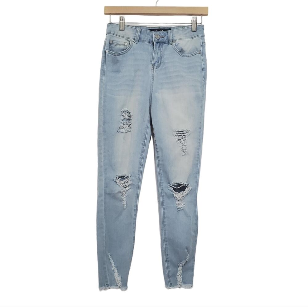 Indigo Rein | Distressed Trashed Light Wash Skinny Jeans